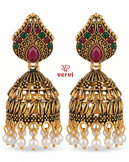 Antique Gold Heavy Jhumka