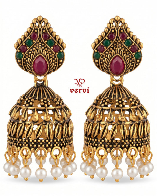 Antique Gold Heavy Jhumka