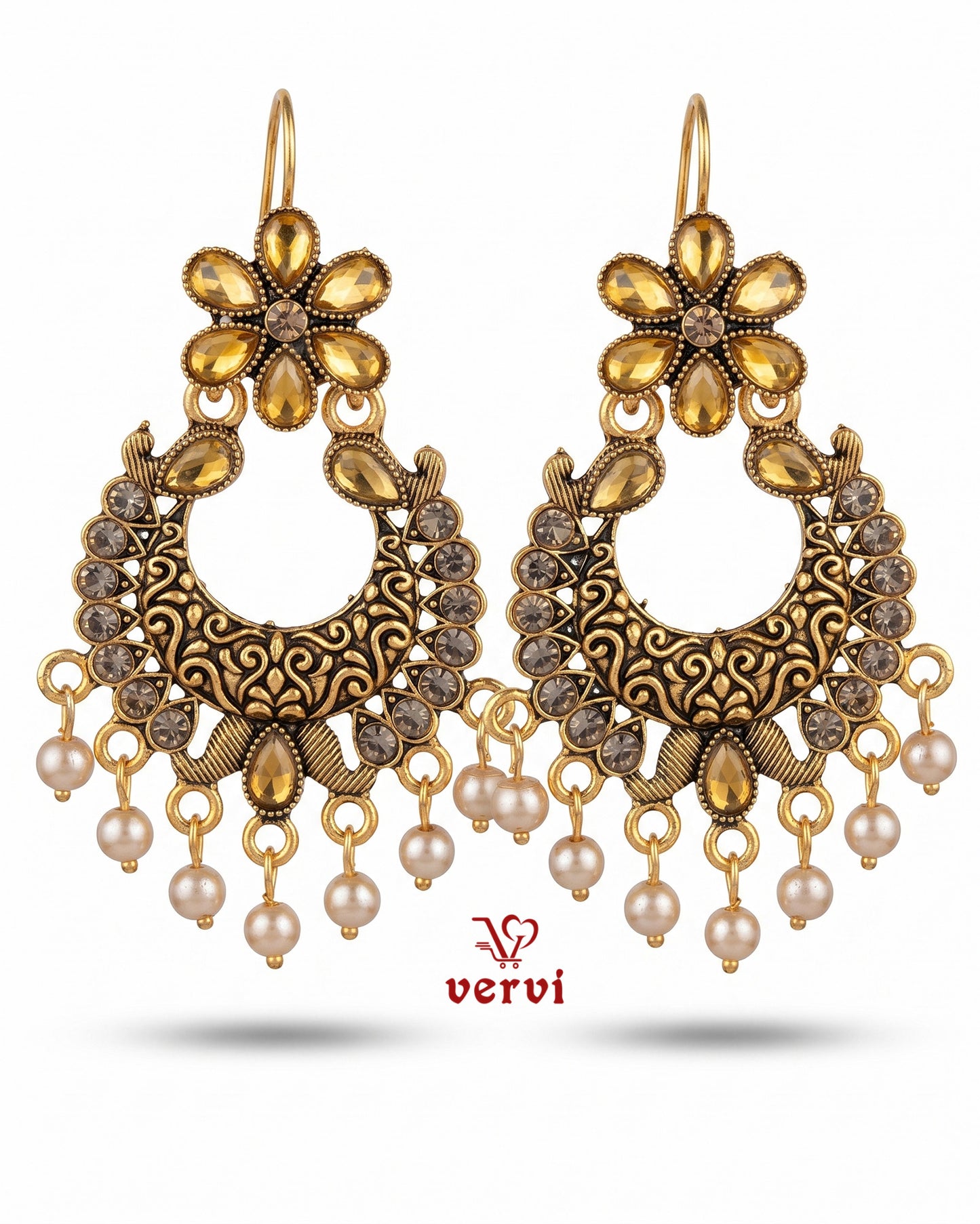 Stone Studded Crescent Jhumka
