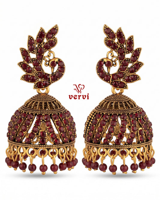 Peacock Stoned Jhumka