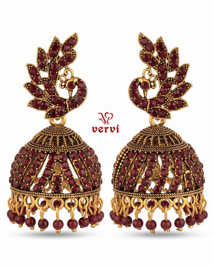 Peacock Stoned Jhumka