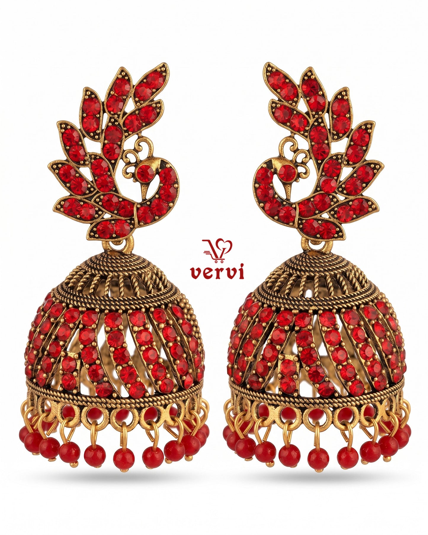 Peacock Stoned Jhumka