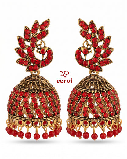 Peacock Stoned Jhumka