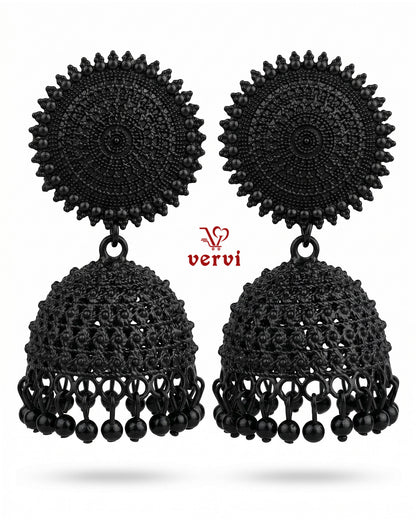 Black Oxidized Disc Jhumka