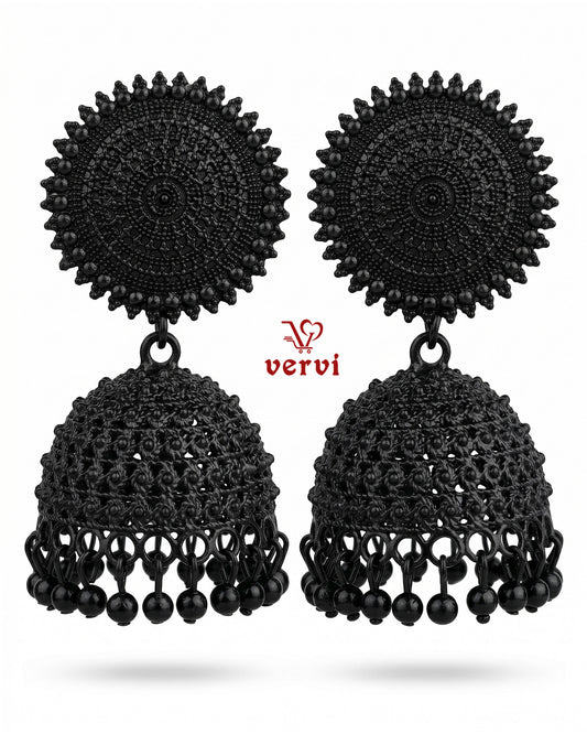 Black Oxidized Disc Jhumka