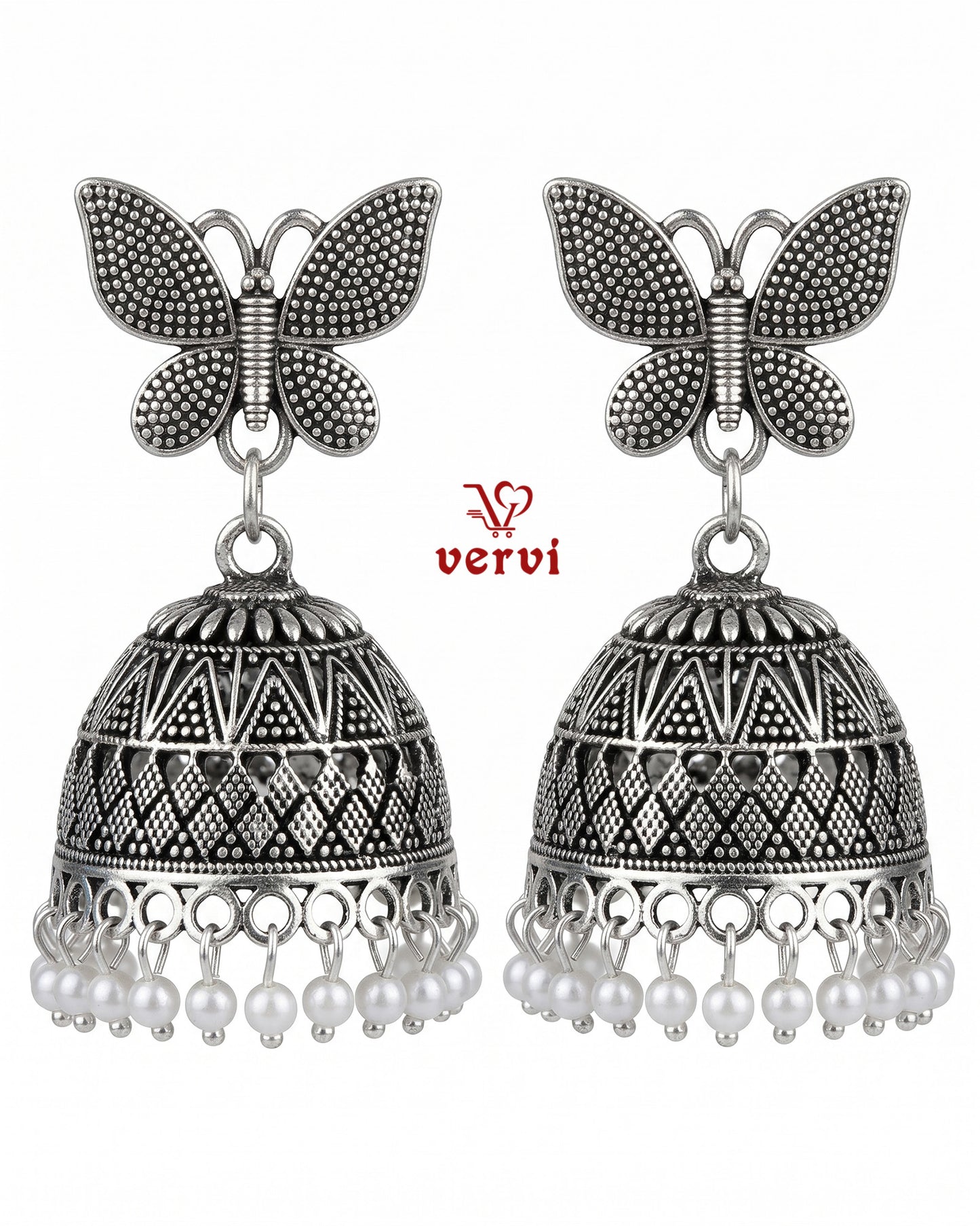 Oxidized Butterfly Drop Jhumka