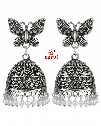 Oxidized Butterfly Drop Jhumka