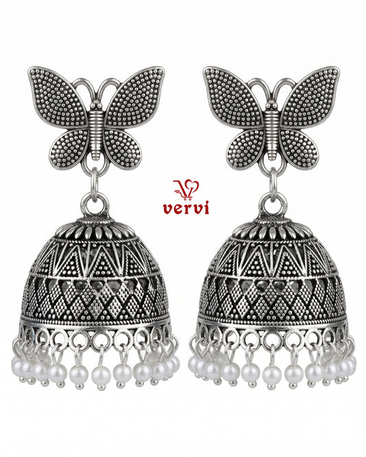Oxidized Butterfly Drop Jhumka