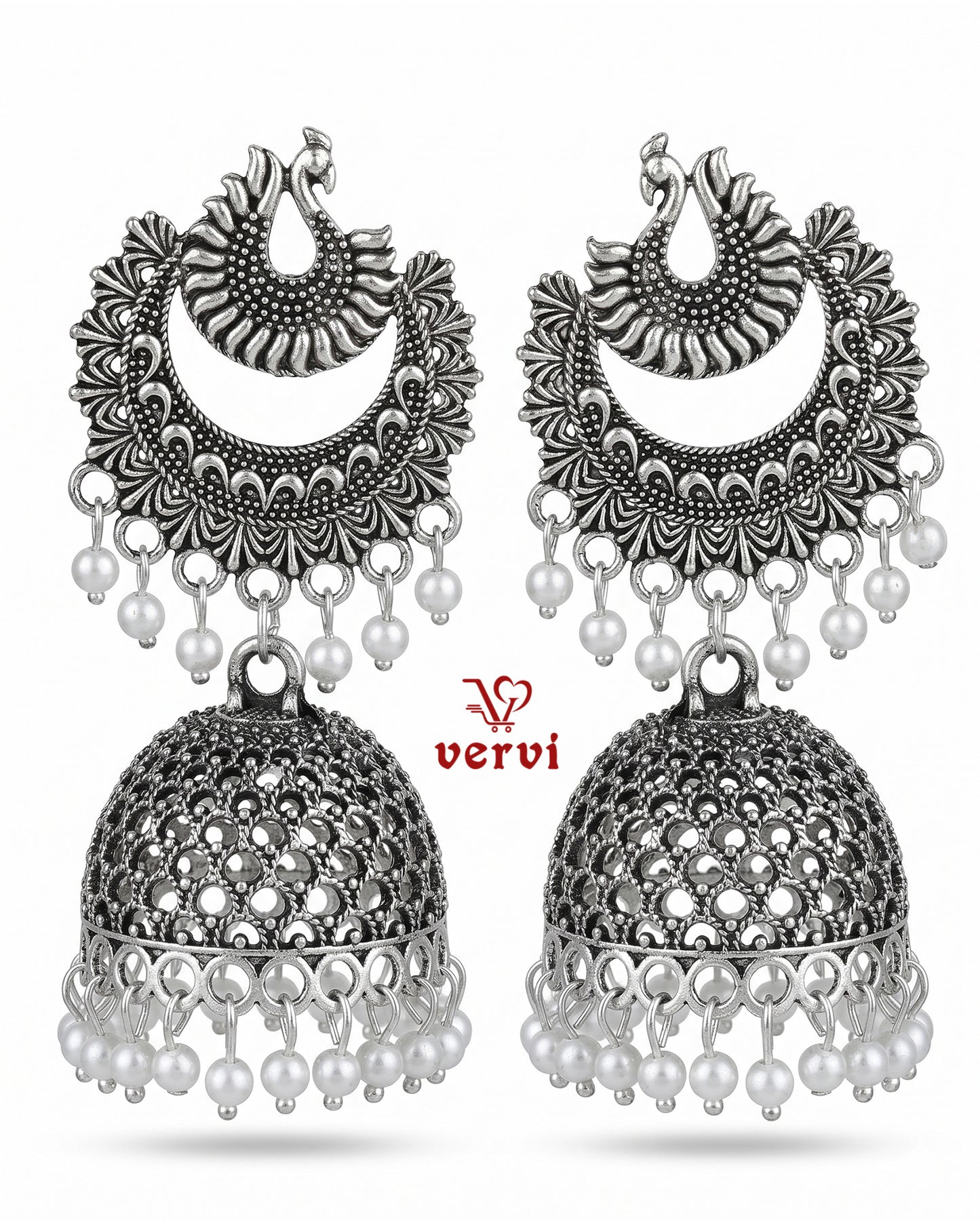 Oxidized Floral Mandala Jhumka