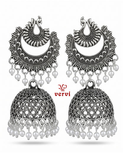 Oxidized Floral Mandala Jhumka