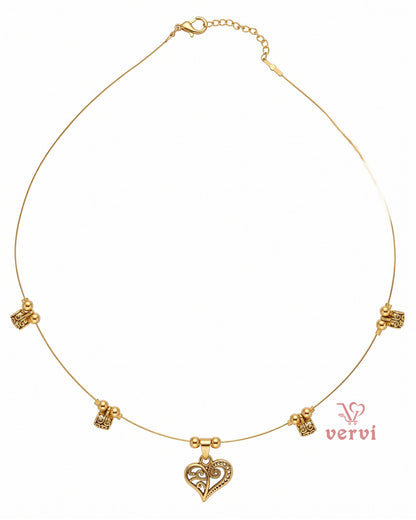 Antique Floral Heart Invisible Necklace