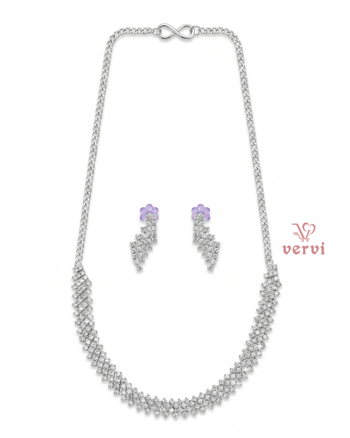 Silver Stone Necklace Set