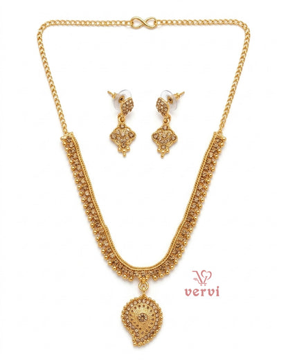 Gold color with Stone Necklace Set