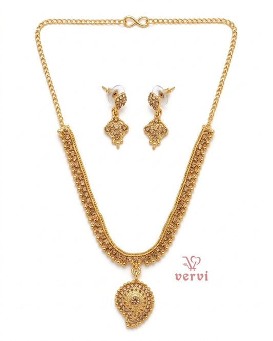 Gold color with Stone Necklace Set