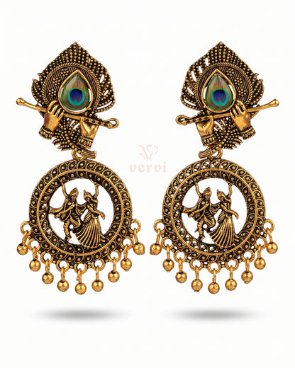 Golden Radha Krishna dancing Jhumka