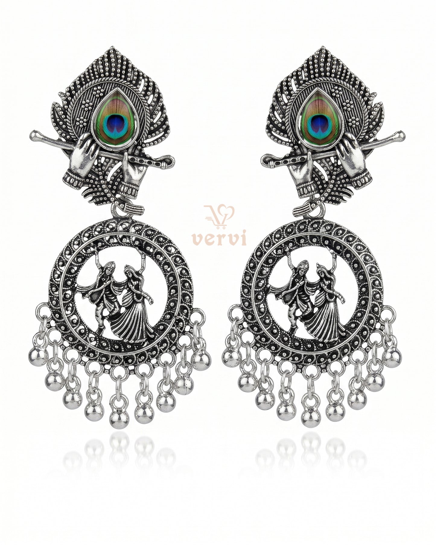 Oxidized Radha Krishna dancing Jhumka