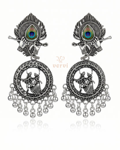 Oxidized Radha Krishna dancing Jhumka