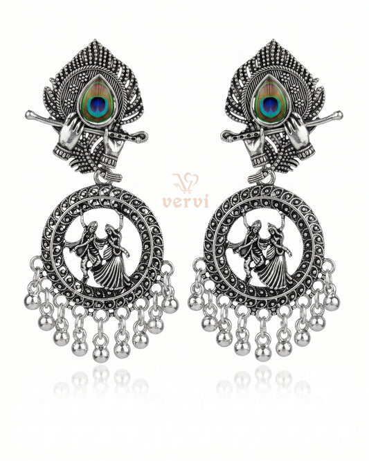 Oxidized Radha Krishna dancing Jhumka