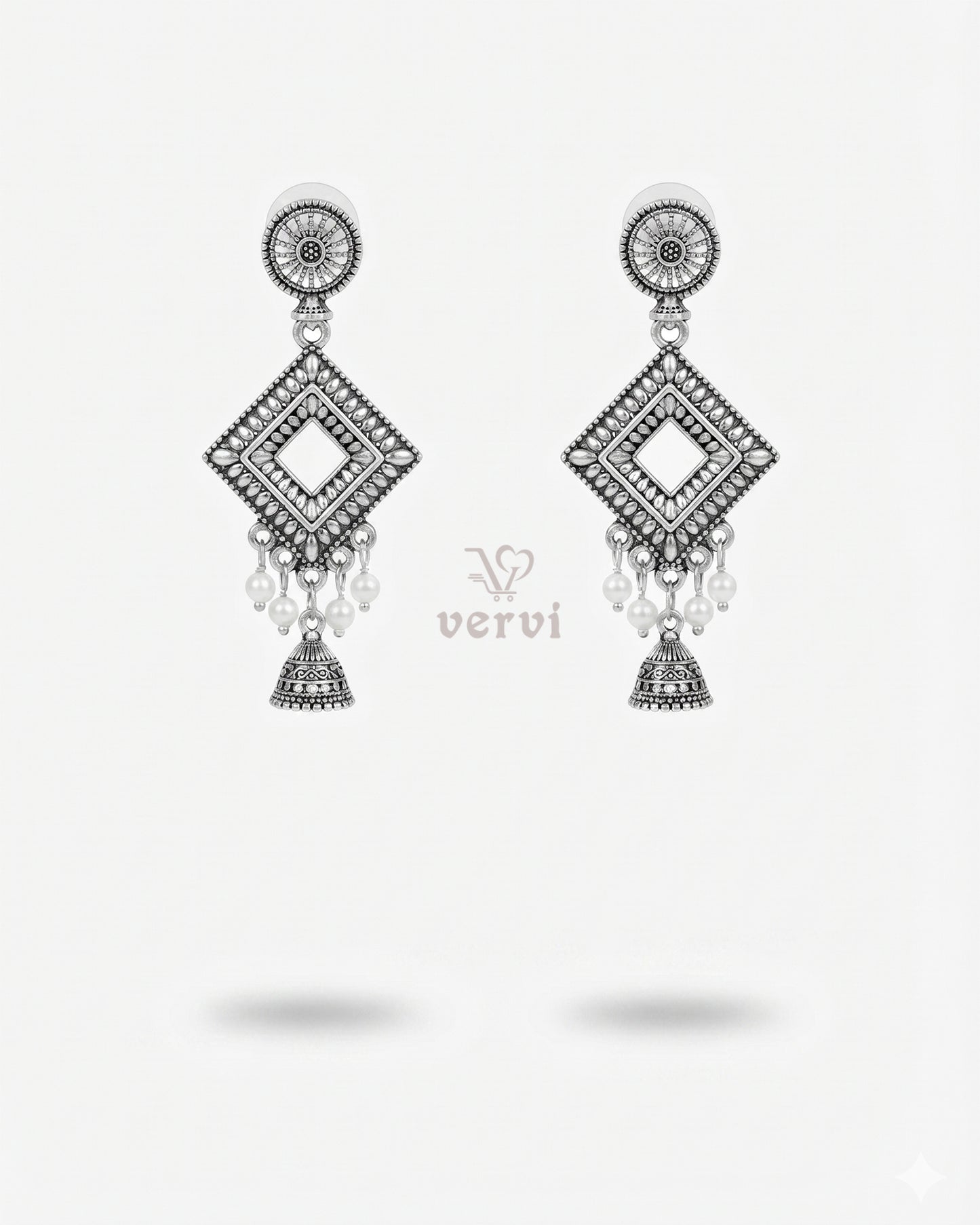 Oxidized Vintage Diamond Bell Jhumka