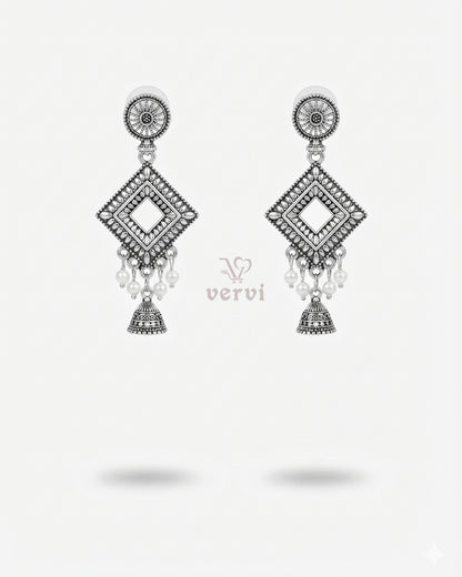 Oxidized Vintage Diamond Bell Jhumka