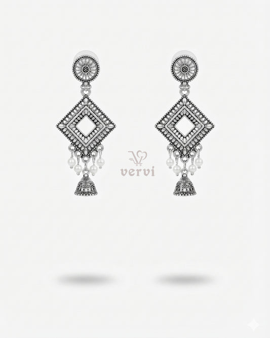 Oxidized Vintage Diamond Bell Jhumka