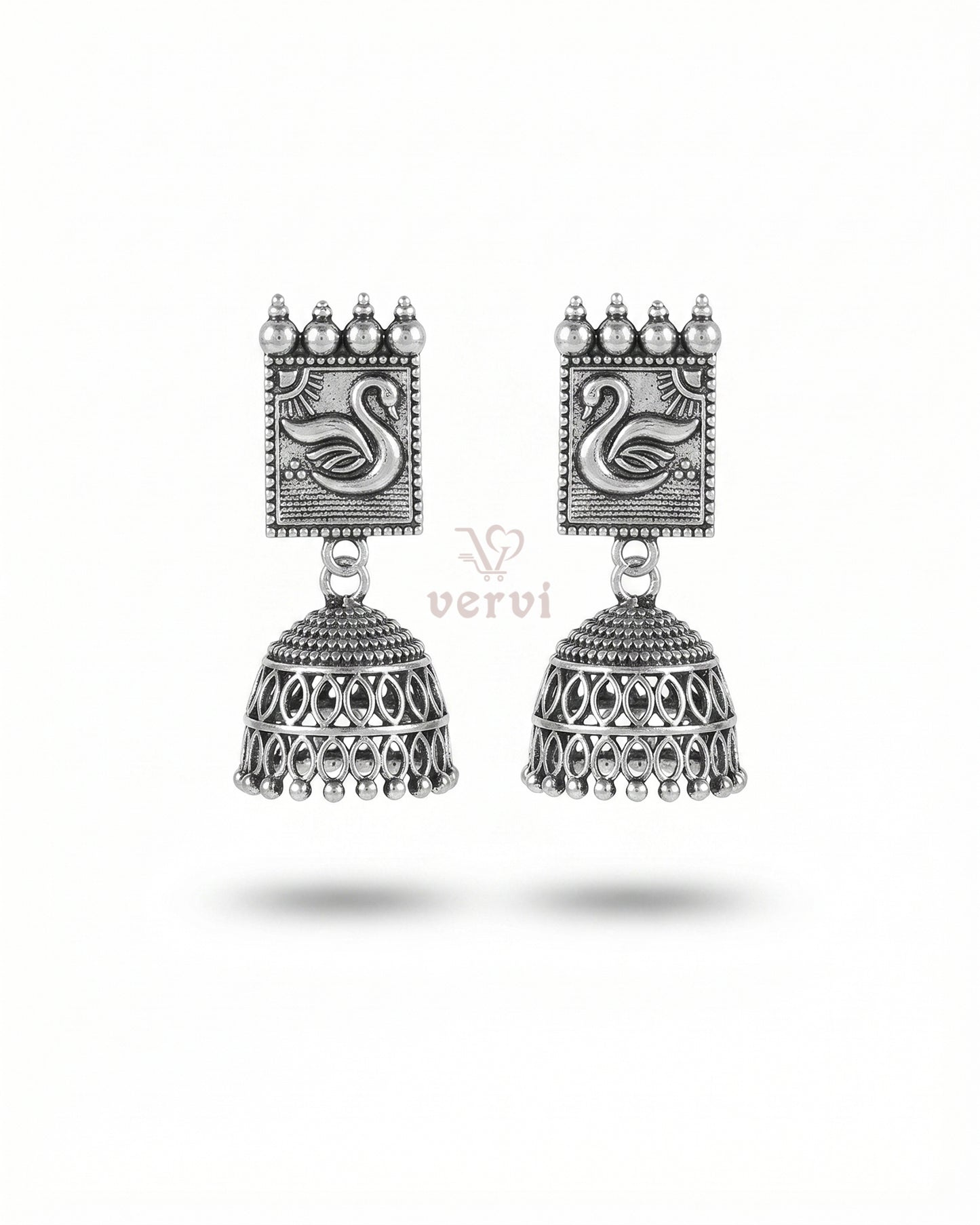 Oxidized Swan Jhumka