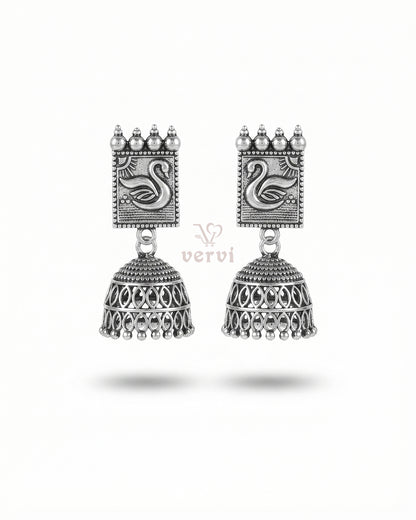 Oxidized Swan Jhumka