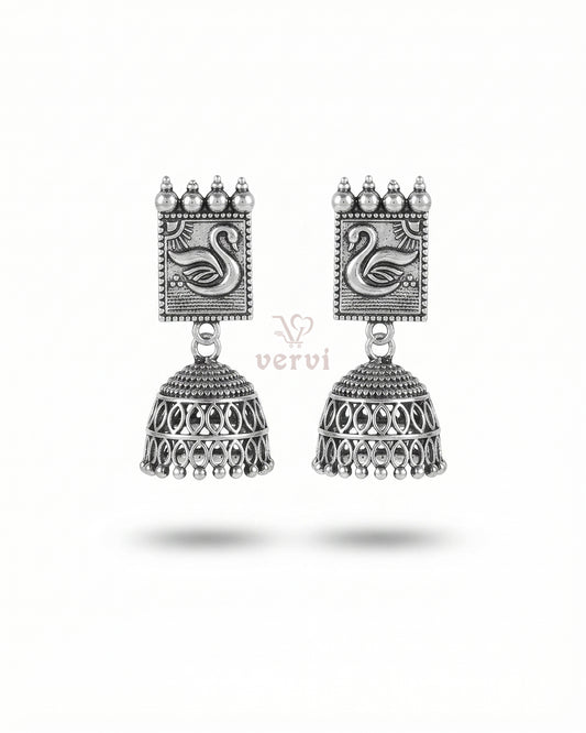 Oxidized Swan Jhumka