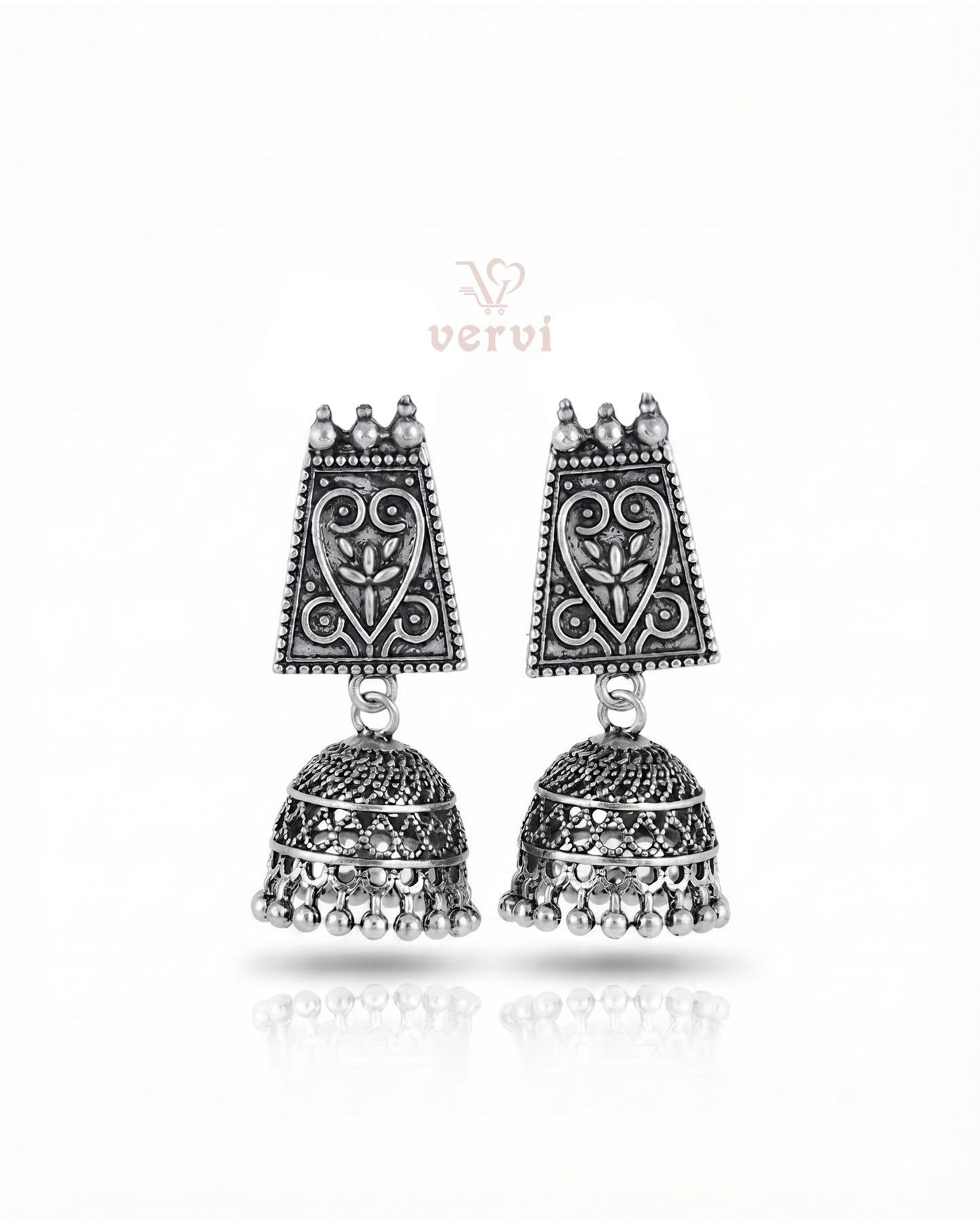 Royal Floral Oxidized Jhumkas