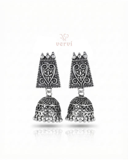 Royal Floral Oxidized Jhumkas