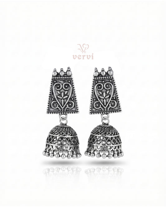 Royal Floral Oxidized Jhumkas