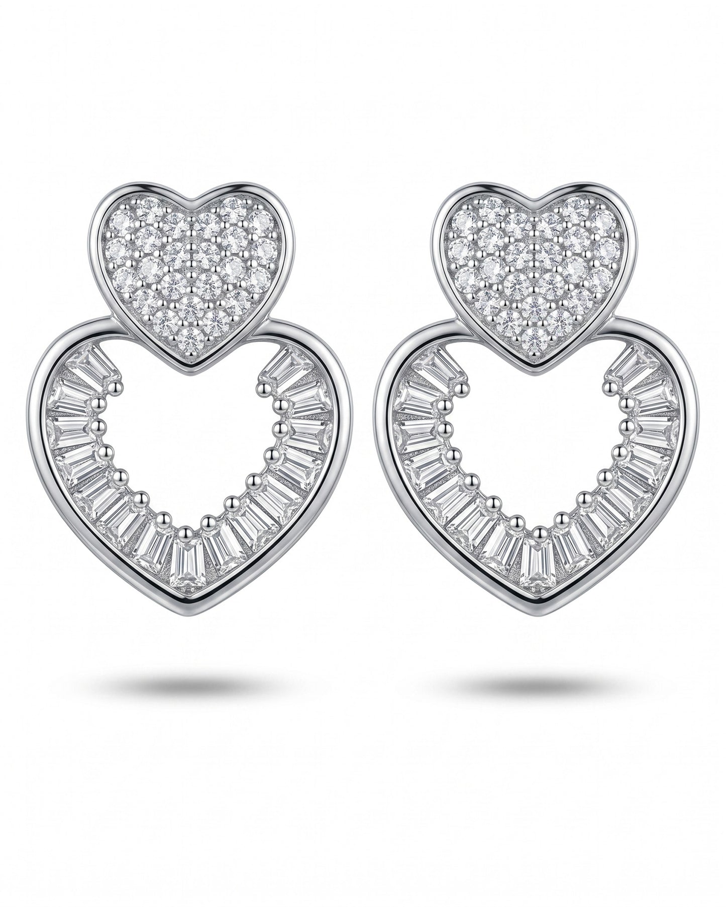 Silver Stone heart Studs