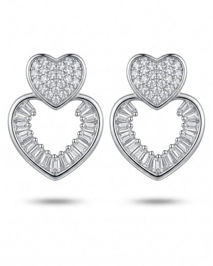 Silver Stone heart Studs