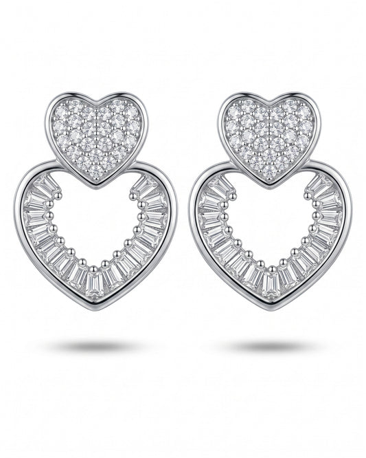 Silver Stone heart Studs