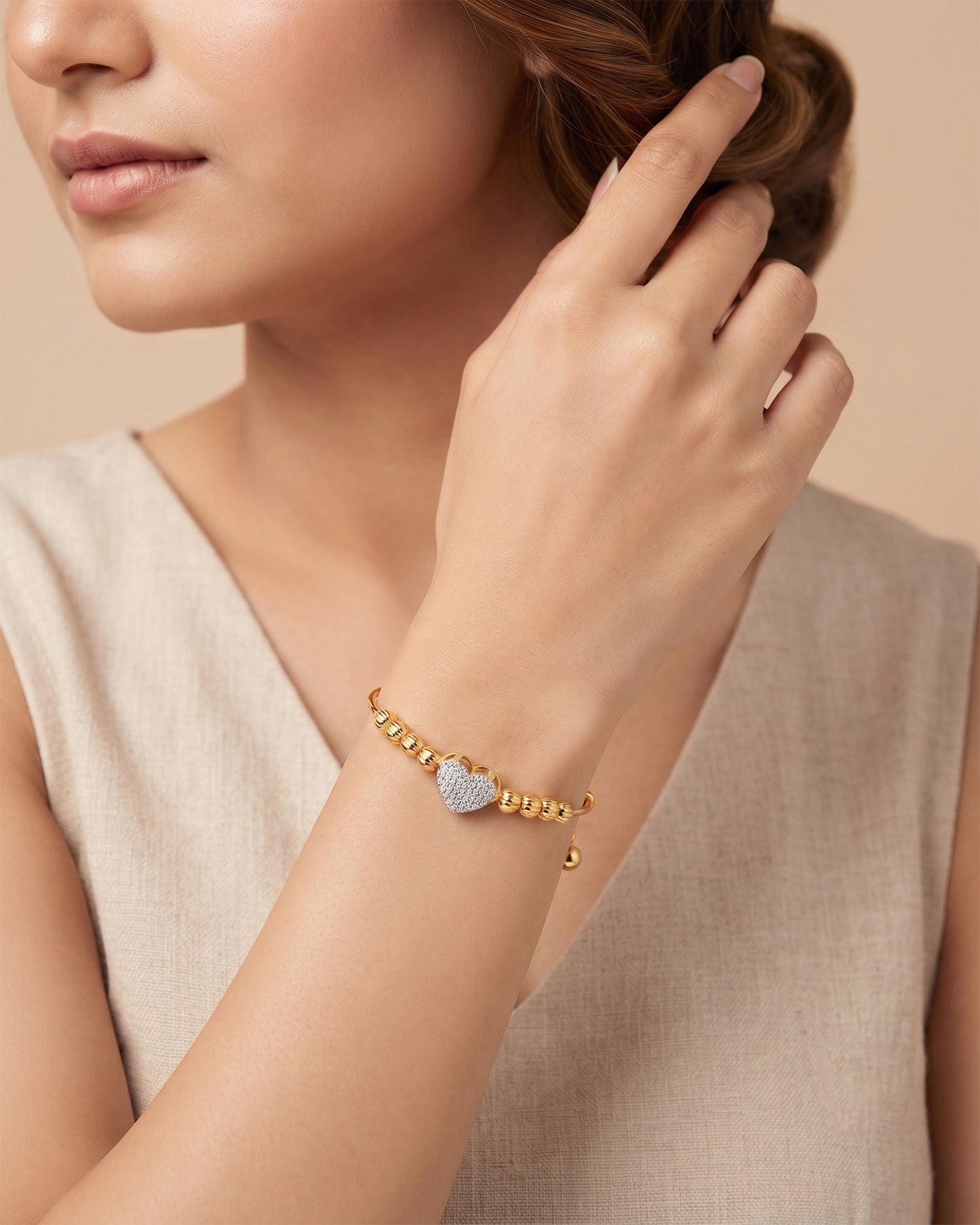 Golden heart Stone with bells Bracelet