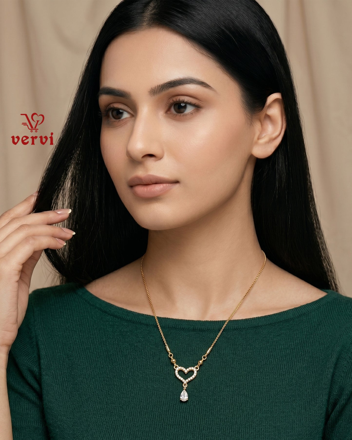 Love Drop Stoned Pendant Chain