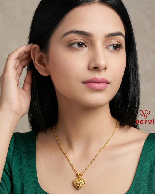 Diamond Cut Heart Pendant Chain