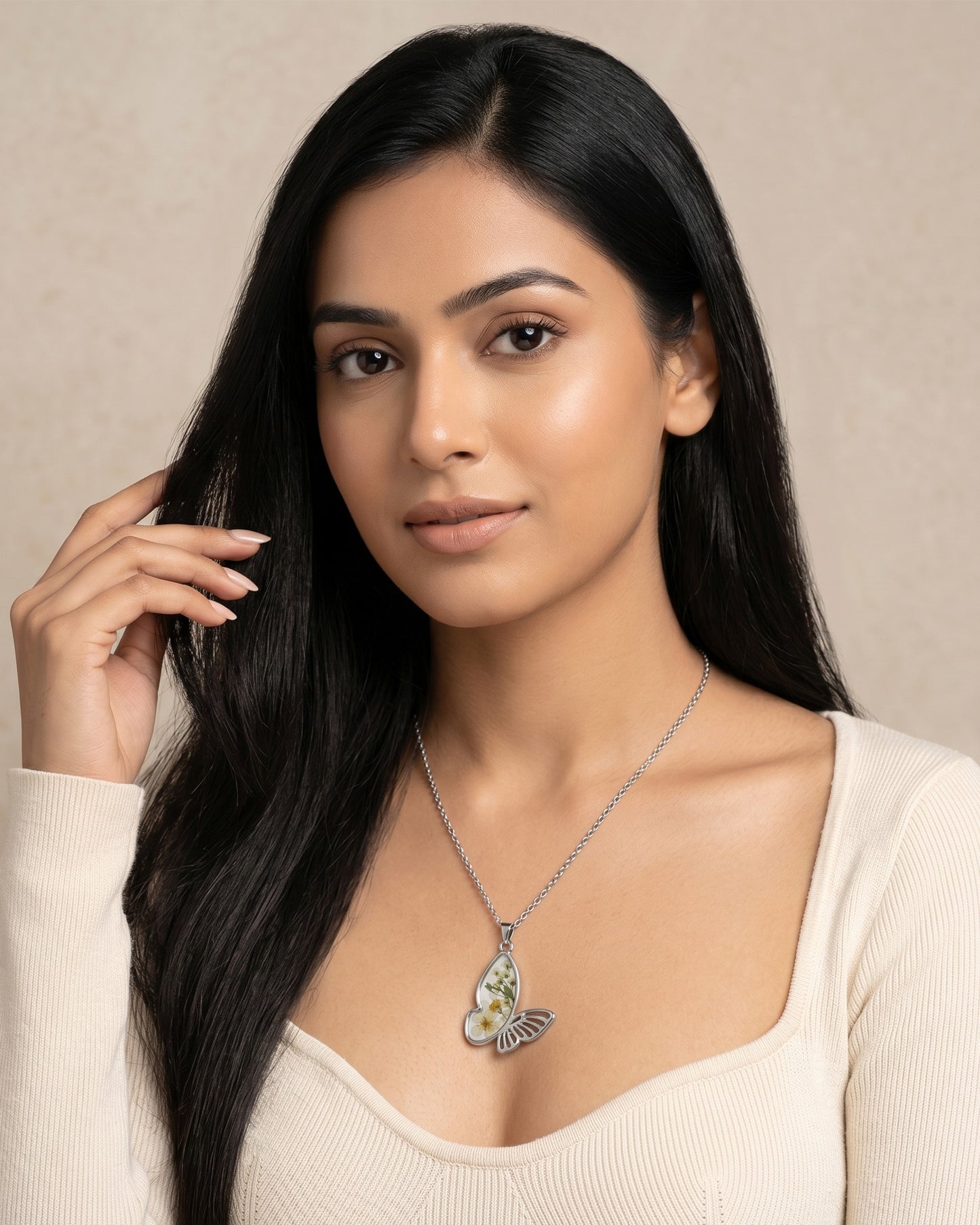 Wildflower Butterfly Pendant Chain