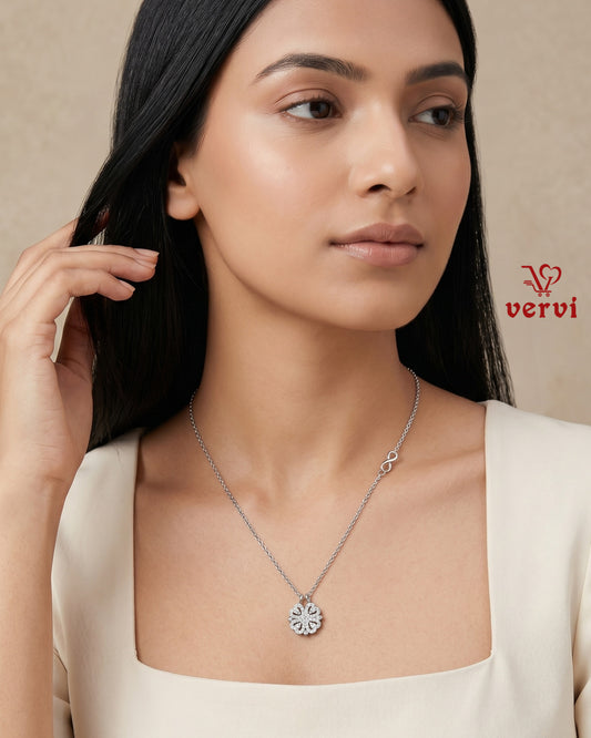 Floral Heart Open Close Pendant Chain