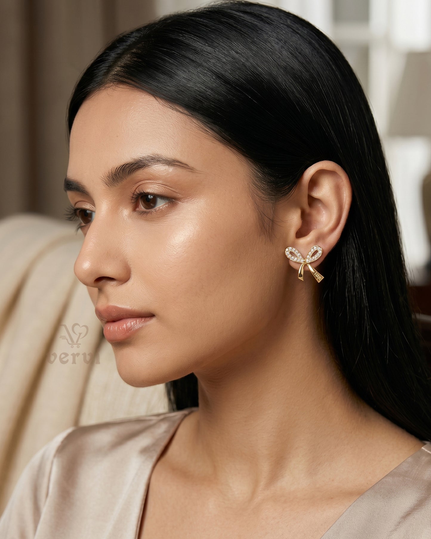 Crystal Bow Stud Earrings