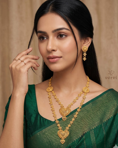 Ethnic Heart Layered Necklace Set