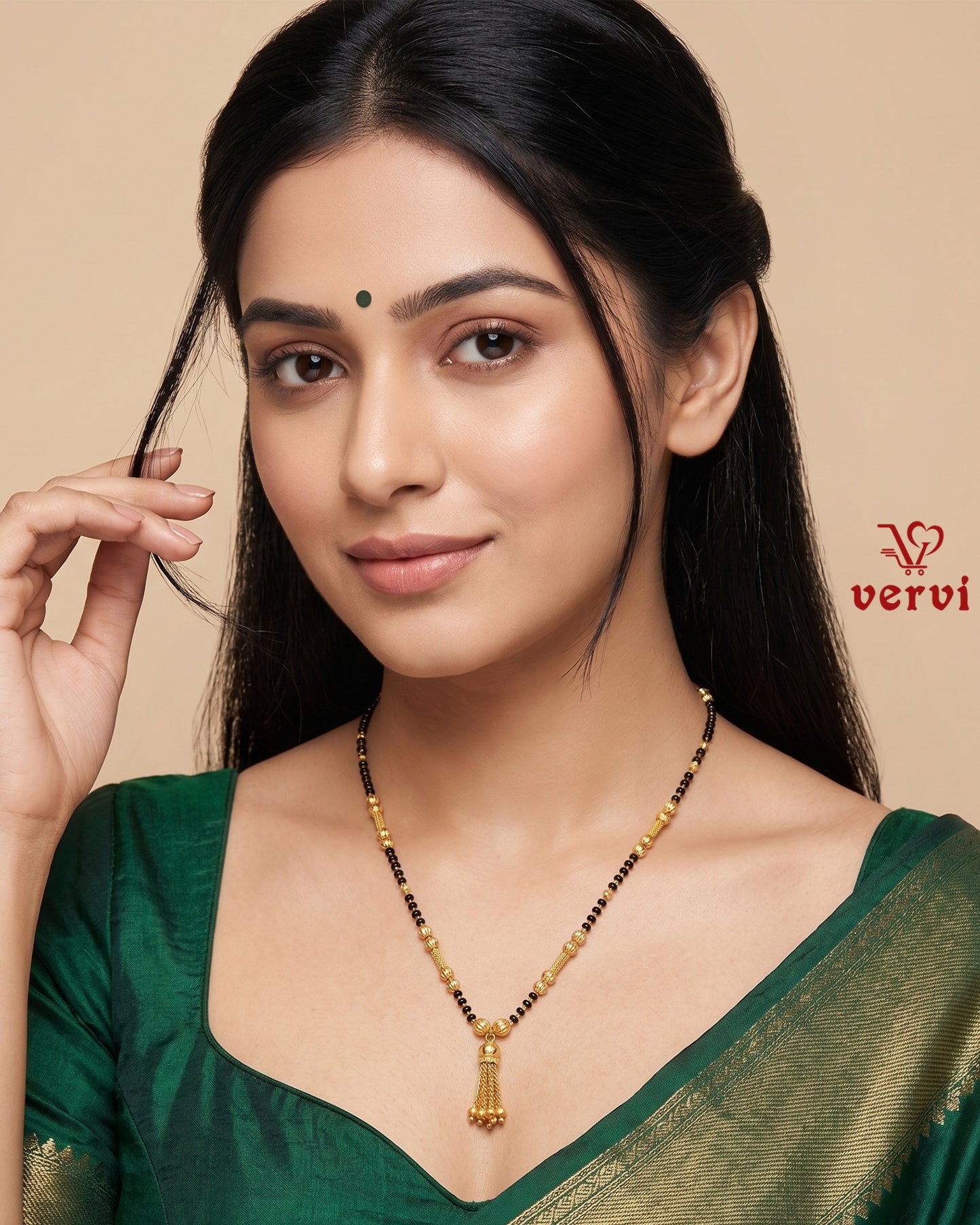 Mangalsutra chain with black beads