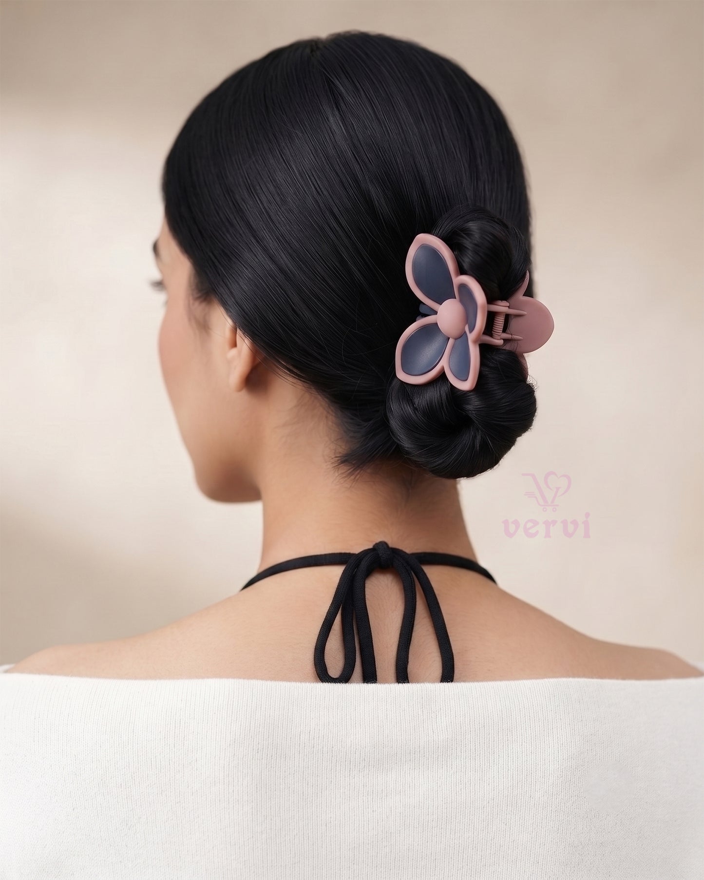Korean Flower Hair Claw Clip Set 2 (Pack of 4)