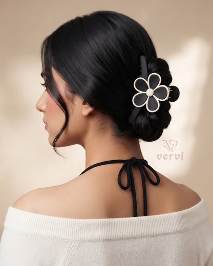 Korean Floral Long Hair Claw Clip Set 3 (Pack of 4)