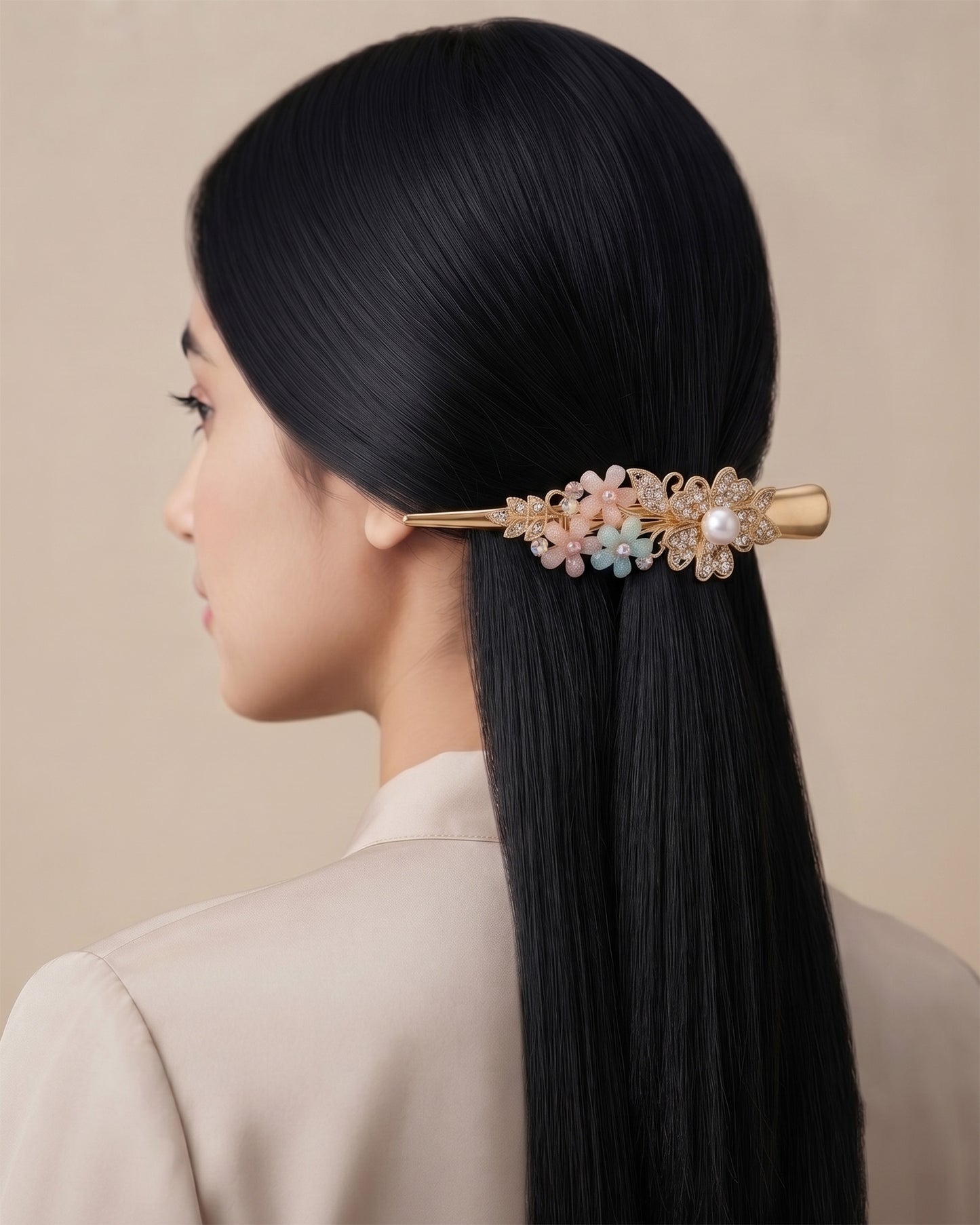 Korean Style Pearl Flower Hair Clip
