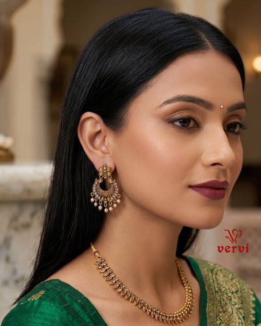 Stone Studded Crescent Jhumka