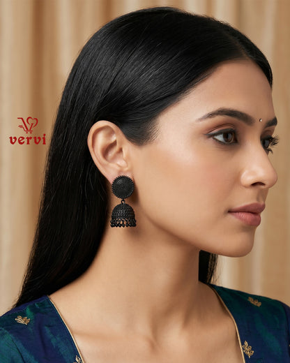 Black Oxidized Disc Jhumka