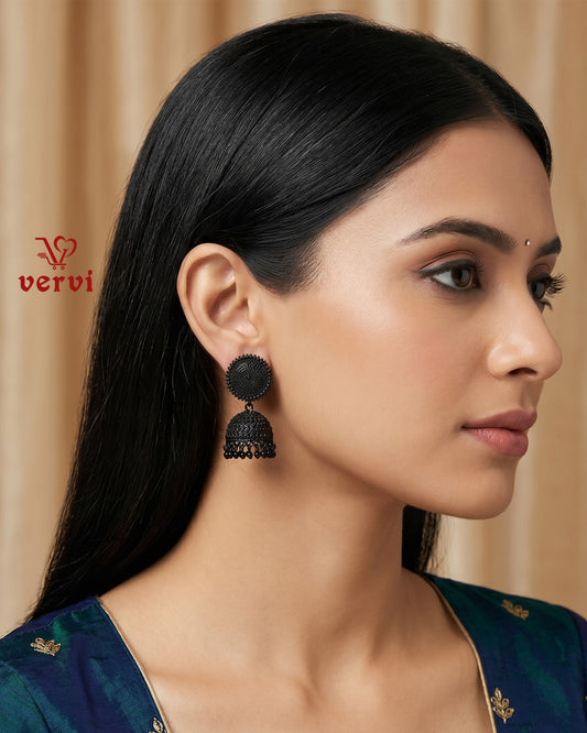 Black Oxidized Disc Jhumka