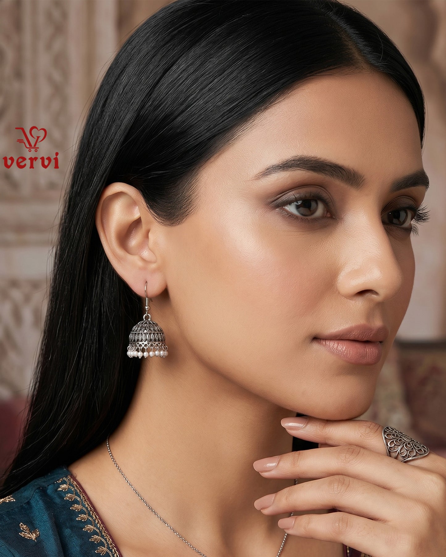 Oxidized Pearl Jhumka