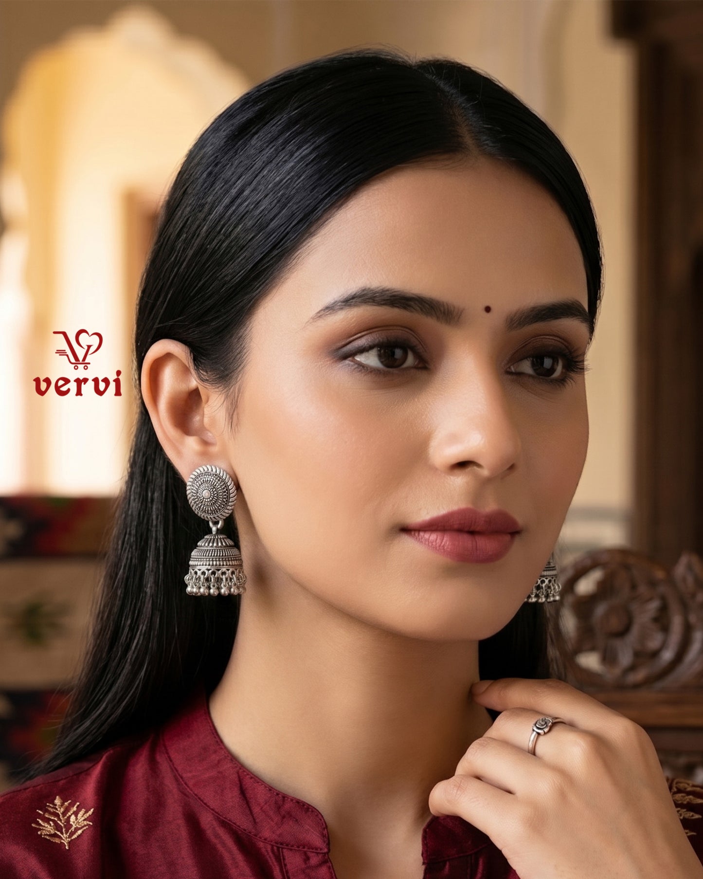 Oxidized Disc Jhumka